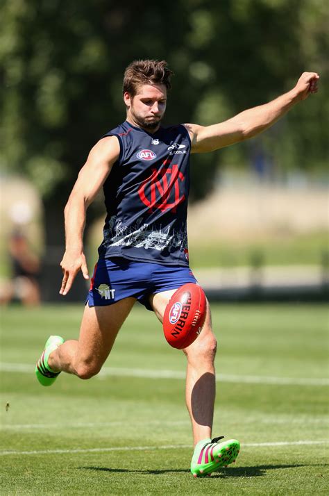 Footy Players — Jesse Hogan Of The Melbourne Demons Hot Rugby Players Footy Mens Workout Clothes