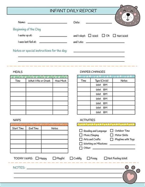 Make your own infographic right in your browser. Printable Nanny Log - Daily Infant Care Sheet - Babysitter ...