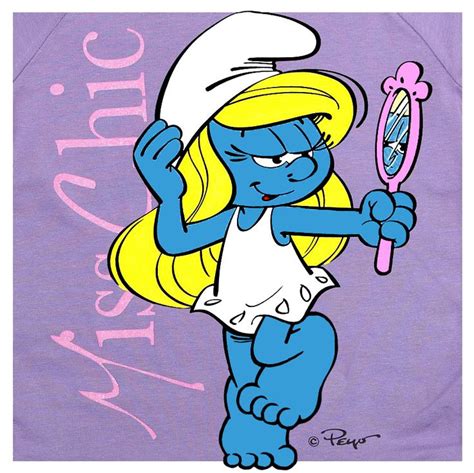 Miss Chic Smurfette And The Mirror Smurfette Favorite Cartoon Character Cartoon Art