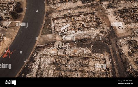 Aerial View Of Almeda Wildfire Aftermath In Southern Oregon Showing