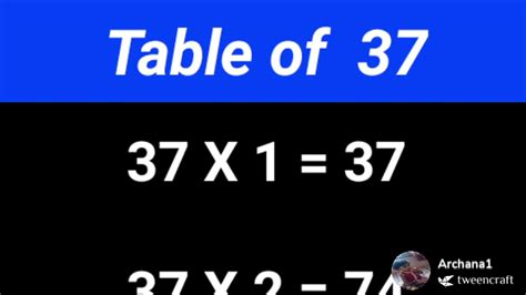 Multiplication Table Of 37 And 38 Youtube