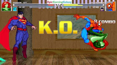 Superman And Spider Man Vs Poison Ivy And Jean Grey In A Mugen Match