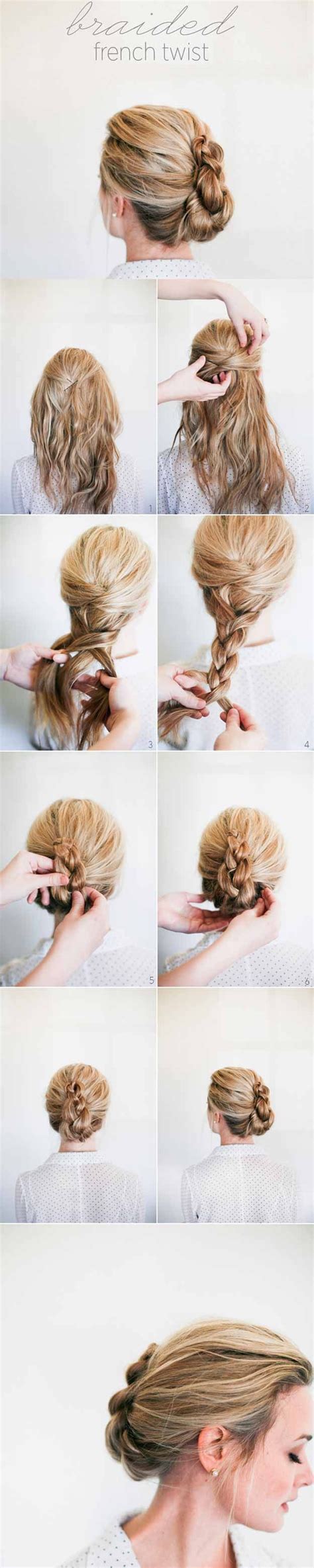 Simply tie your hair in a ponytail and braid the length of your hair, wrapping it around the base of your ponytail and secure using a bobby pin or hair tie. 35 Best 5 Minute Hairstyles - The Goddess | Braids for ...