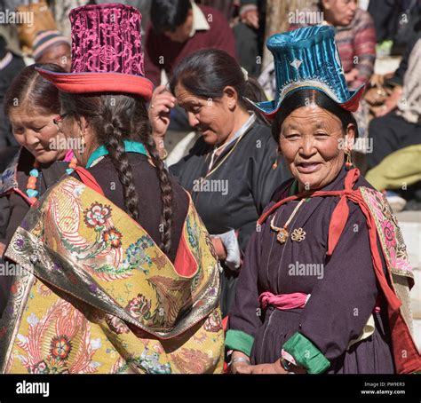 Ladakhi Women In Traditional Dress At A Tara Prayer Gathering Leh