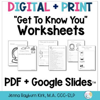 Do you sleep with a top sheet? Get To Know You Worksheets: Speech Therapy PreK-High ...