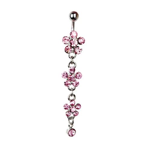 Sexy Dangle Belly Bars Rings Shellhard 316l Surgical Steel Flower