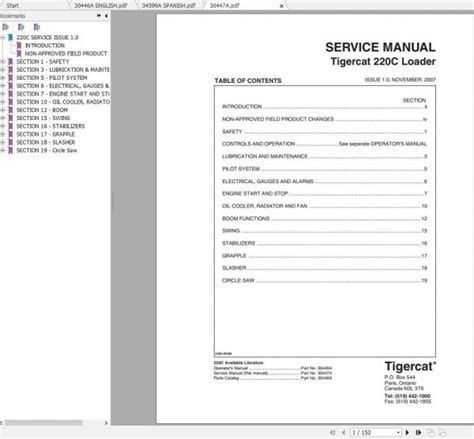 Tigercat Loader C Operator S Service Manual