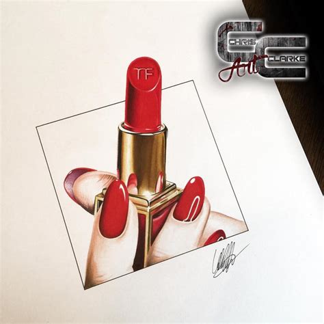 Red Lipstick Drawing By Clarke Art On Deviantart
