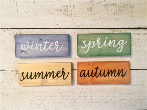 Seasons Shelf Sign Winter Spring Summer Autumn Minimalist Small