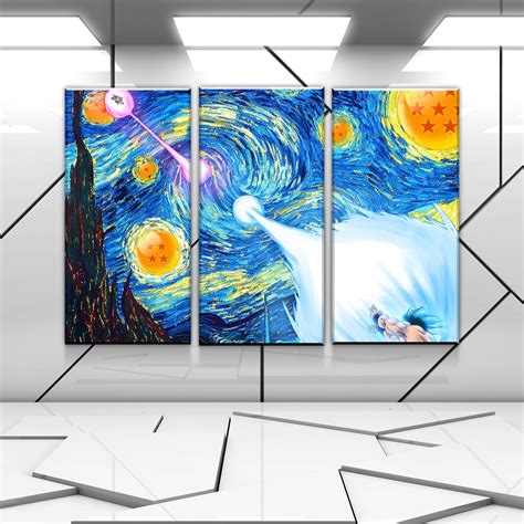 Nessen ressen chō gekisen, lit. Dragon Ball Z: Starry Night Dragonball Fight 3 Piece Canvas Wall Art - Vigor and Whim