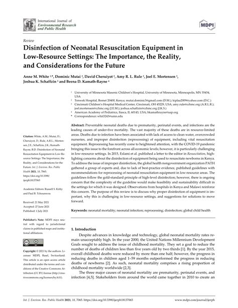 Pdf Disinfection Of Neonatal Resuscitation Equipment In Low Resource