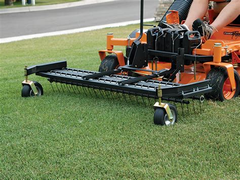 There are some special machines and rakes that can remove the thatch layer easily, but also there are special lawn mower blades that are used to attack the thatch. Garden Tractor Front Mount Dethatcher - Garden Ftempo
