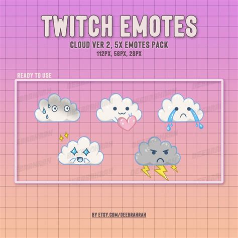 Cloud Emotes Version 2 Twitch Emotes Cute Emotes Kawaii Etsy Uk