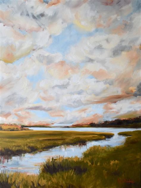 Lowcountry Coastal Marsh Landscape Painting By Contemporary