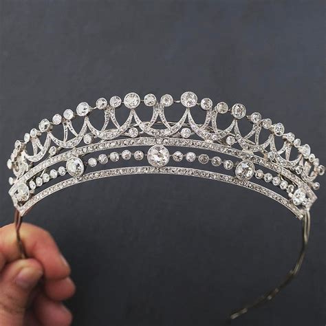 Edwardian Diamond Tiara In Platinum Diamond Tiara Royal Jewelry