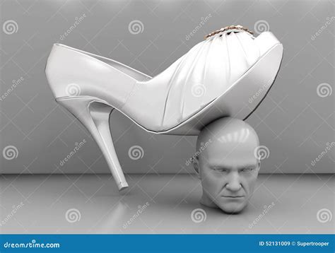 Man S Head Under A Female Heel Stock Illustration Illustration Of