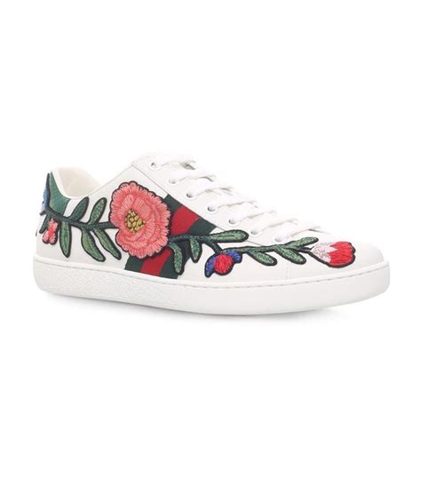 Gucci Ace Watersnake Trimmed Appliquéd Leather Sneakers In White