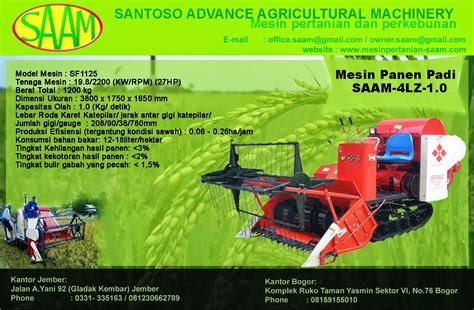 Hasil panen menjadi turun draktis, bahkan hingga. MESIN PANEN PADI SAAM SIFANG 4LZ-1.0 ~ Santoso Advance ...
