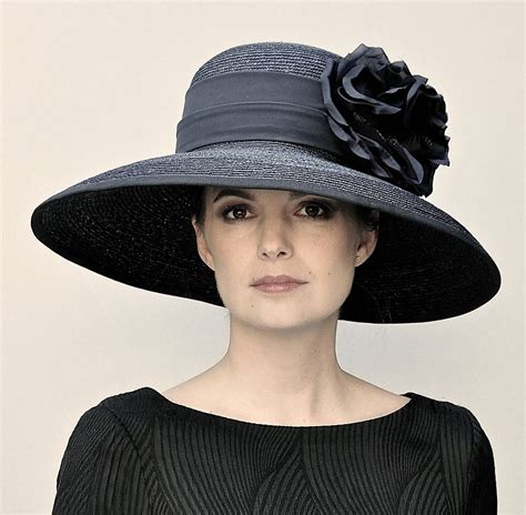 Black Wide Brim Hat Kentucky Derby Hat Ladies Black Hat Dressy Hat Funeral Hat Formal Hat