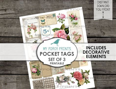 Pocket Tags Loaded Envelope Junk Journal Kit Printable Etsy Uk
