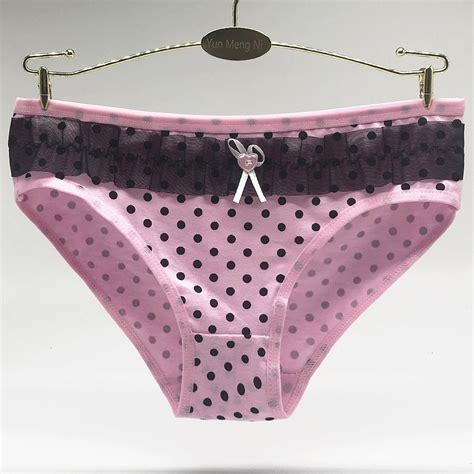 6pcs Lot Women Cotton Sexy G String Polka Dot Printed Ladies Pantiesm L Xl Fashion Thongs Briefs