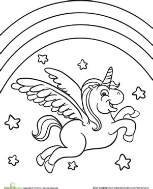 This sweet little unicorn is happy to be flying over a rainbow! Color the Flying Unicorn | Unicorn coloring pages ...