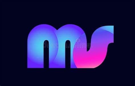 Ms M S Spink Blue Gradient Alphabet Letter Combination Logo Icon Stock