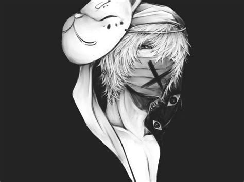Anime Boy Kitsune Mask Anime Monochrome Masks