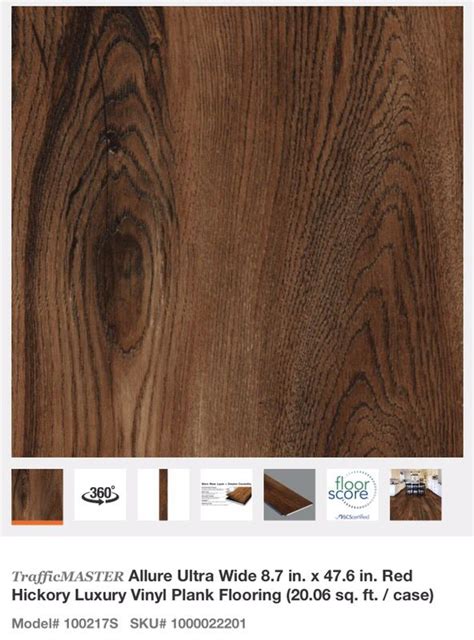 Much to our horror, when natural light strikes the floor, a very obvious defect pattern is revealed because every plank has an indented area a few inches wide in the middle. TrafficMASTER Allure Ultra Wide 8.7 in. x 47.6 in. Red Hickory Luxury Vinyl Plank Flooring for ...