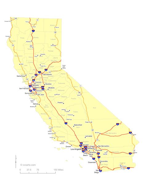 Map Of California Cities California Interstates Highways Road Map