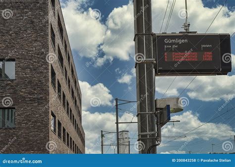 Electronic Tram Timetable From A Station In Bern Editorial Stock Photo