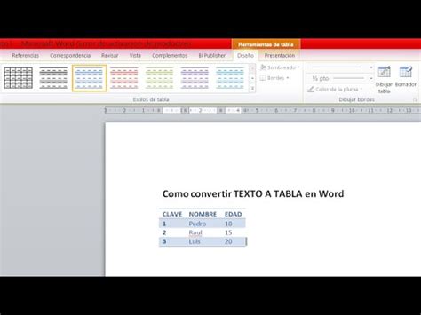 Convertir Texto A Tabla En Microsoft Word Youtube