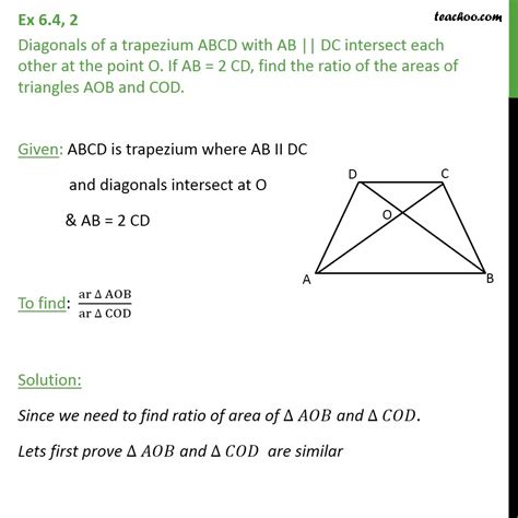 How can find its area? Ex 6.4, 2 - Diagonals of a trapezium ABCD with AB || DC ...