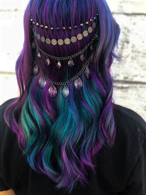 Boho hair, vivid hair, colored hair, fashion colored hair, blue hair, purple hair, rainbow hair 
