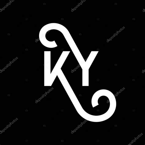 diseño del logotipo de la letra ky sobre fondo negro ky iniciales creativas letra logo concepto