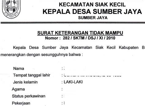 Download version download 1 file size 17.12 kb file count 1 create date 22 maret 2021 last updated 22 maret 2021 contoh surat keterangan ahli waris dari kepala desa pemerintah kabupaten rokan hilir kantor kepala desa kabin kecamatan kabun alamat : Surat Keterangan Tidak Mampu Dari Kepala Desa - Contoh ...