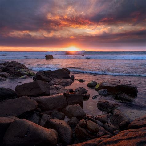 Download Wallpaper 2780x2780 Sunset Sea Shore Stones Landscape Ipad