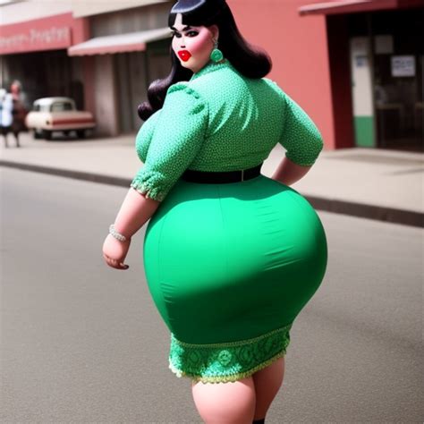 ai image modifier 1960s ssbbw mexican with huge ass walking with