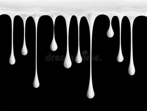 White Cream Or Milk Drops Drip Down On Black Background Stock Illustration Illustration Of