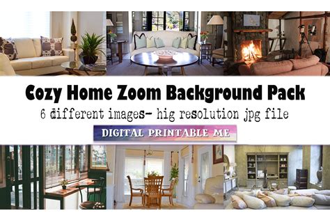Cozy Home Zoom Background Pack 6 Digital Download Clean House Stock