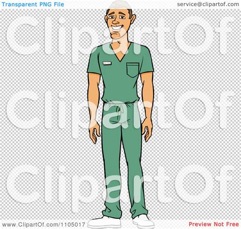 Clipart White Male Doctor Surgeon Or Nurse In Green Scrubs