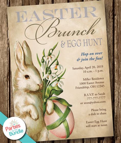 Easter Brunch And Egg Hunt Invitation Easter Party Invite Etsy