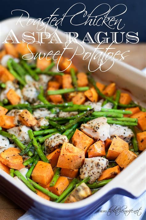 Stir in the tomatoes and stock. Roasted Chicken with Asparagus and Sweet Potato Recipe ...