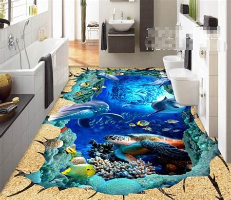 3d Beautiful Fish Group Floor Mural Aj Wallpaper Bathroom Wallpaper