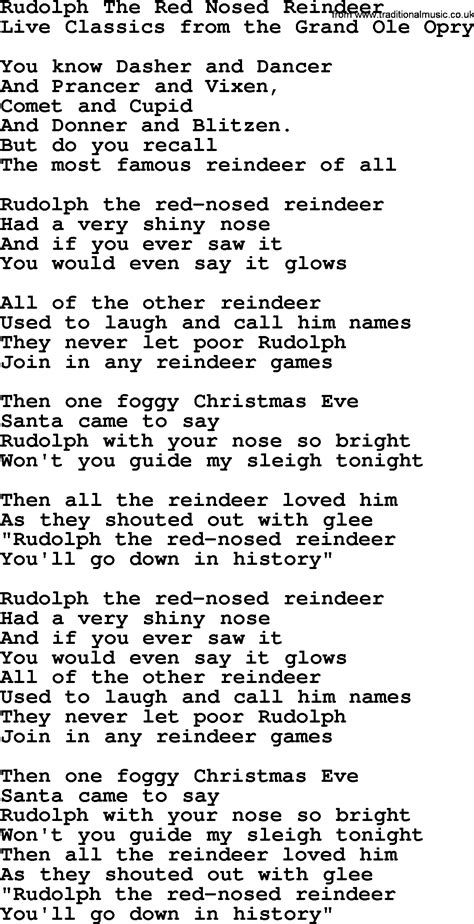 Rudolph The Red Nosed Reindeer By Marty Robbins Lyrics