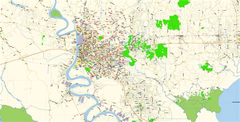 Baton Rouge New Orleans Louisiana Us Map Vector Exact City Plan