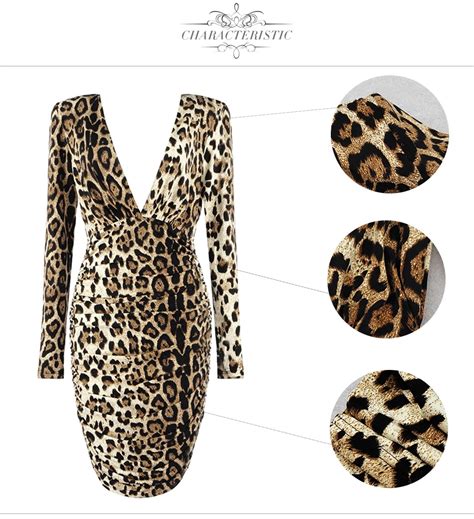 Sexy Leopard Deep V Neck Night Out Party Mini Dress Power Day Sale