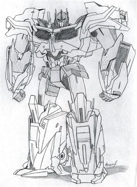 Optimus Prime Full Body Sketch By Pdj004 Transformers Prime