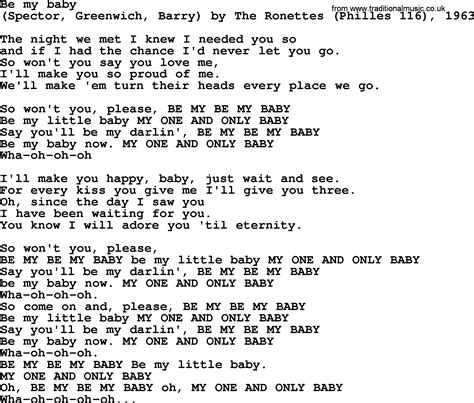 Bruce Springsteen Song Be My Baby Lyrics