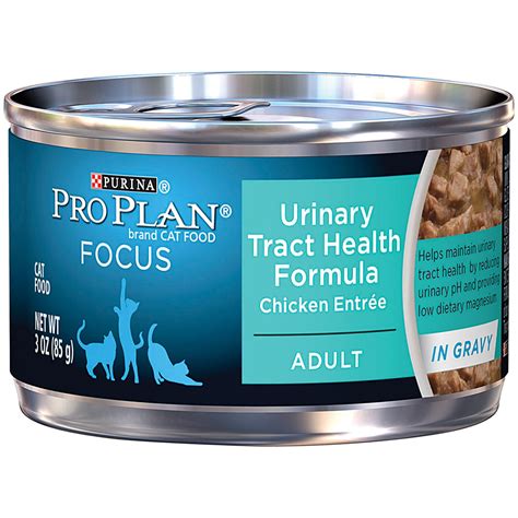 The urinary care cat food recipes in our range come from our well trusted purina brands such as pro plan veterinary diets, that helps to prevent the development of struvite and calcium oxalate and purina one, which contains antioxidants and fish oil to help promote urinary tract health. Pro Plan Focus Urinary Tract Health Canned Cat Food | Petco